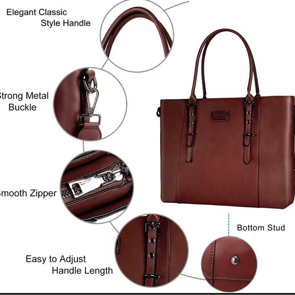 Chic Burgundy Leather Tote Bag - Picture 3 of 7